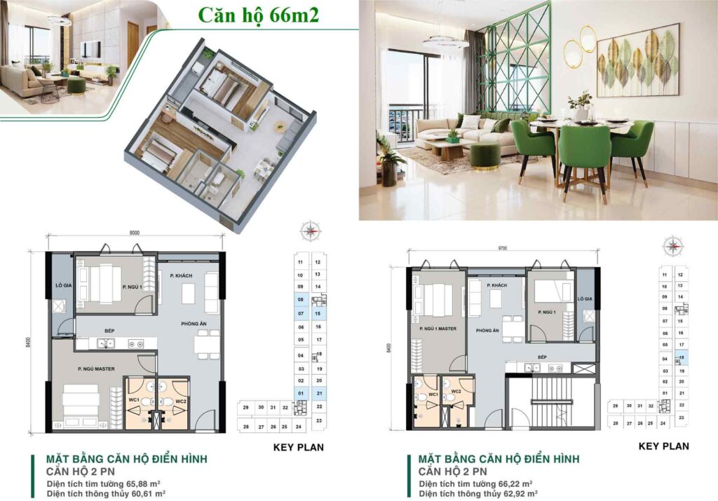 Thiết kế căn hộ 66m2 dự án Picity Bình Dương